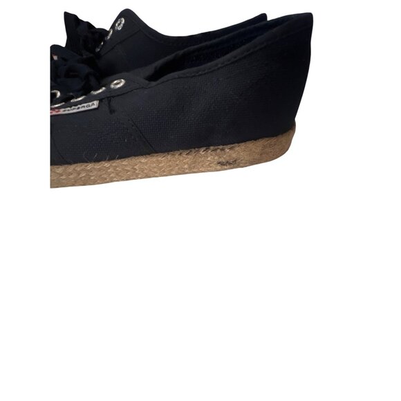 Superga Womens Black & Natural Rope Sole Casual Canvas‎ Lace-Up Shoes 39.5 - Picture 2 of 8